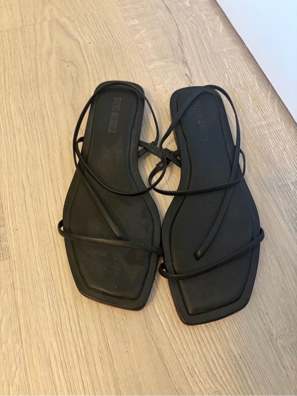 Steve Madden Black Strappy Square-Toe Sandals